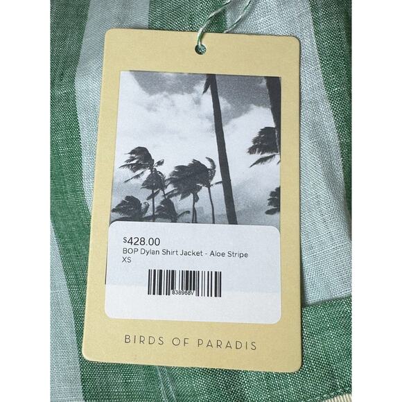 Birds of Paradise Trovata NWT Dylan Green Striped Linen Shirt Jacket XS $428 - Picture 5 of 6